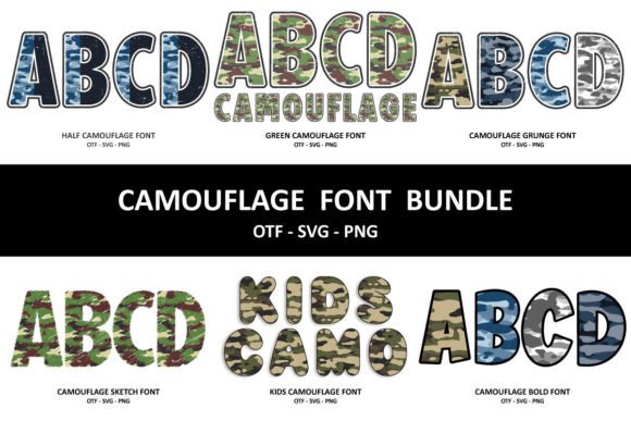 Camouflage Bundle: Fonts & Color Fonts for Handmade Design